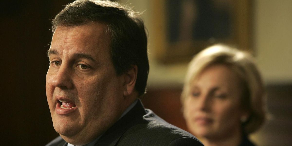 Former New Jersey Governor Chris Christie speaks.