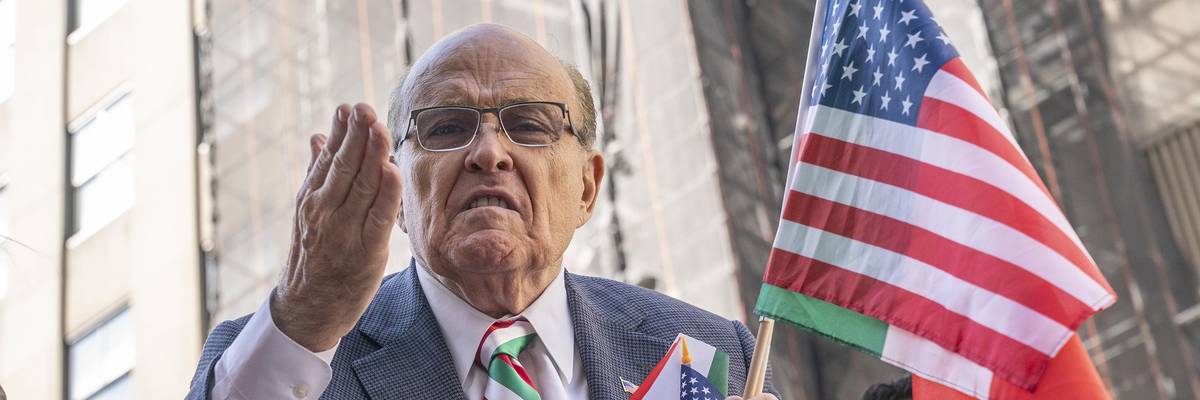 Former New York City Mayor Rudy Giuliani attends the annual Columbus Day parade in Manhattan on October 11, 2022.