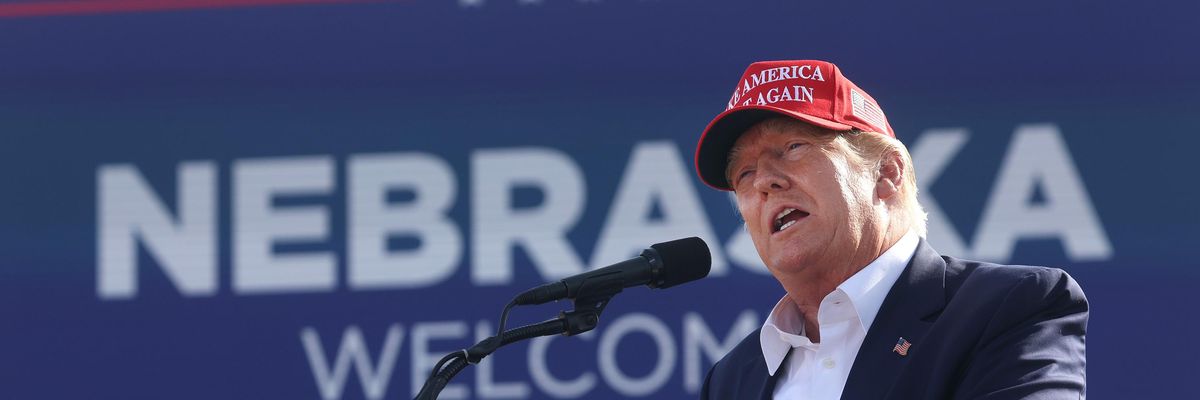 Former President Donald Trump speaks at a rally