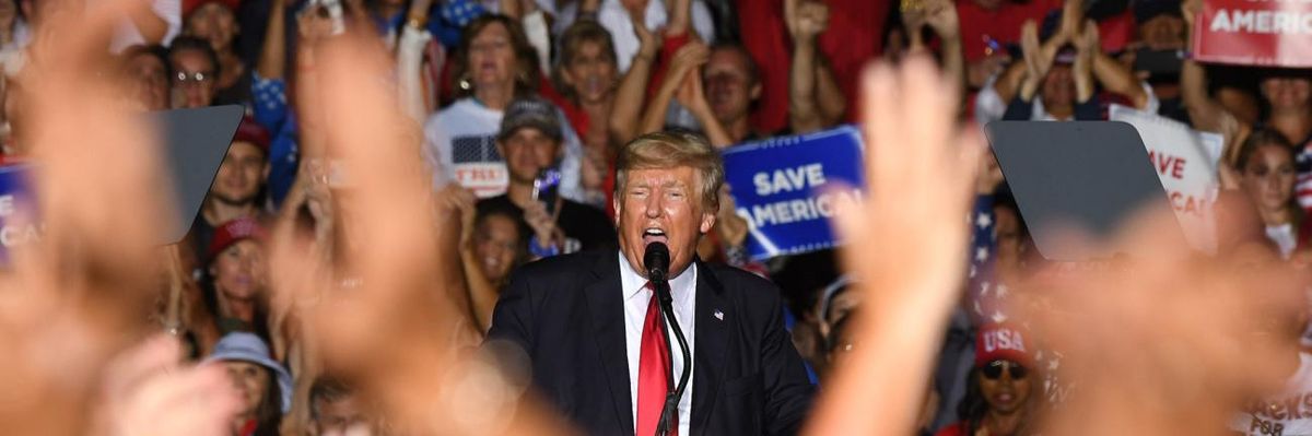 Former President Donald Trump speaks at a rally
