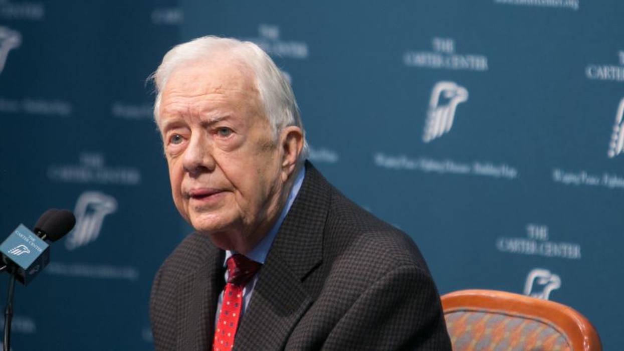 Former President Jimmy Carter speaks during a press conference