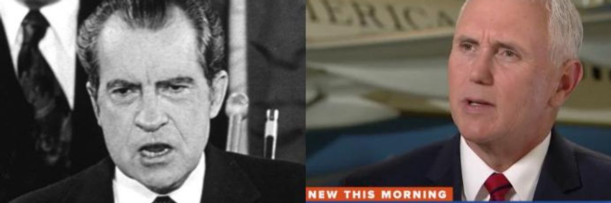 As Vice President Calls for Mueller to 'Wrap It Up,' Video Mash-up Shows Pence Echo Nixon on Watergate
