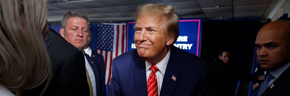 Former President Trump Holds Campaign Rally Day Before New Hampshire Primary In Laconia, New Hampshire