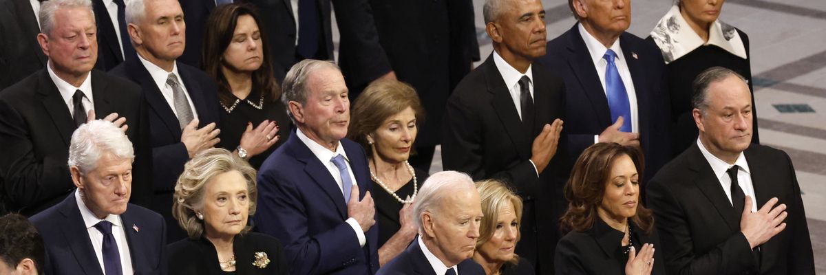 Former presidents and vice presidents at Jimmy Carter's funeral.