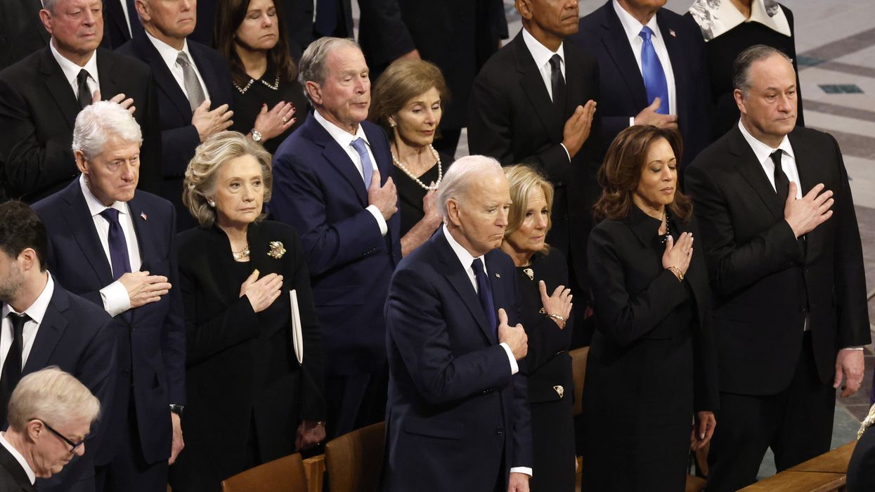 Former presidents and vice presidents at Jimmy Carter's funeral.