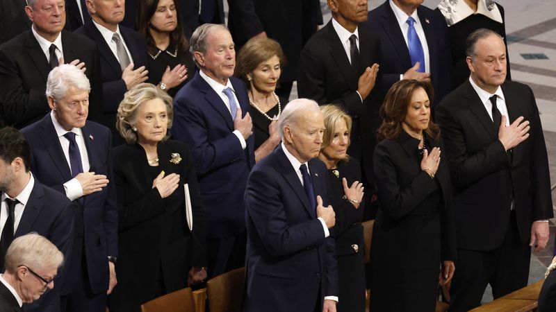 Former presidents and vice presidents at Jimmy Carter's funeral.