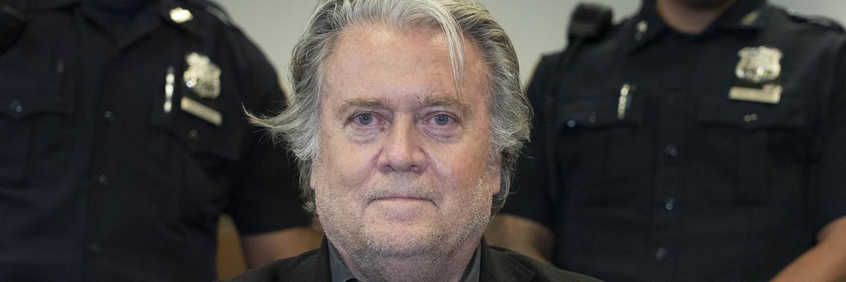 Former Trump aide Steve Bannon attends a court hearing