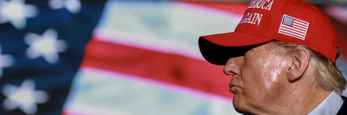 Former U.S. President Donald Trump speaks at a campaign rally