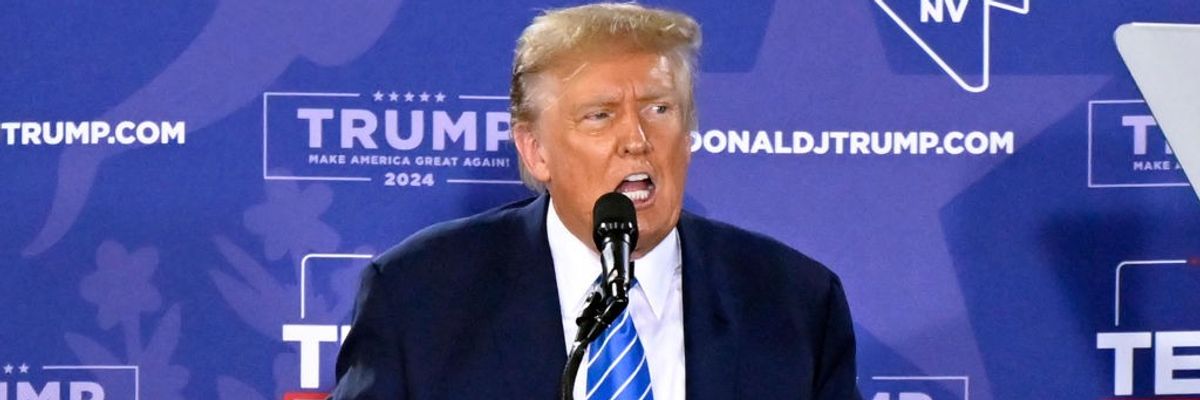 Former U.S. President Donald Trump speaks