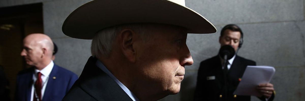 Former Vice President Dick Cheney in profile at Trump inauguration