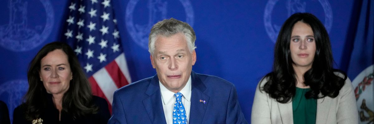 Former Virginia Gov. Terry McAuliffe speaks during an election-night event.