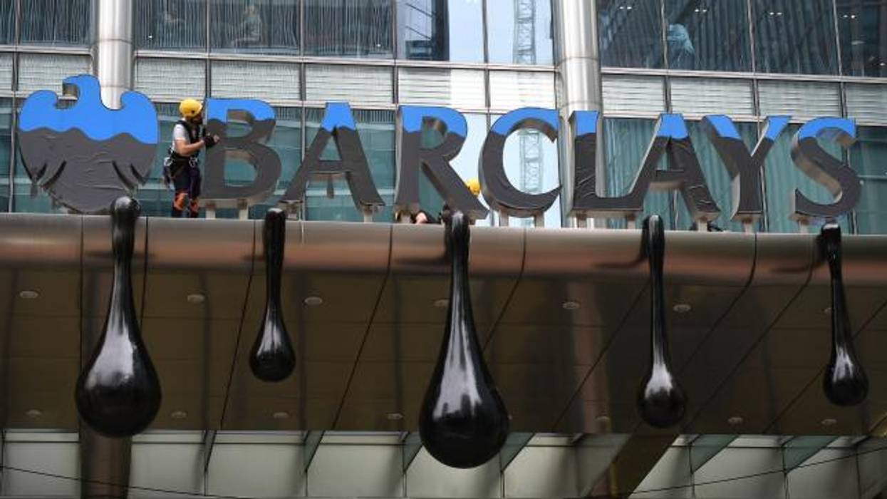 Greenpeace Slathers Barclay's London Headquarters With Faux Tar Sands Spill