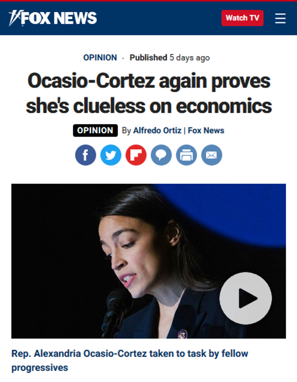 Fox News Ocasio-Cortez Again Proves She's Clueless on Economics