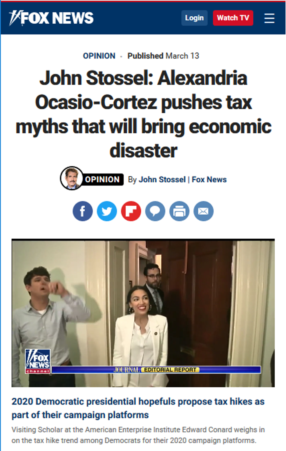 Fox: Ocasio-Cortez Pushes Tax Myths That Will Bring Economic Disaster