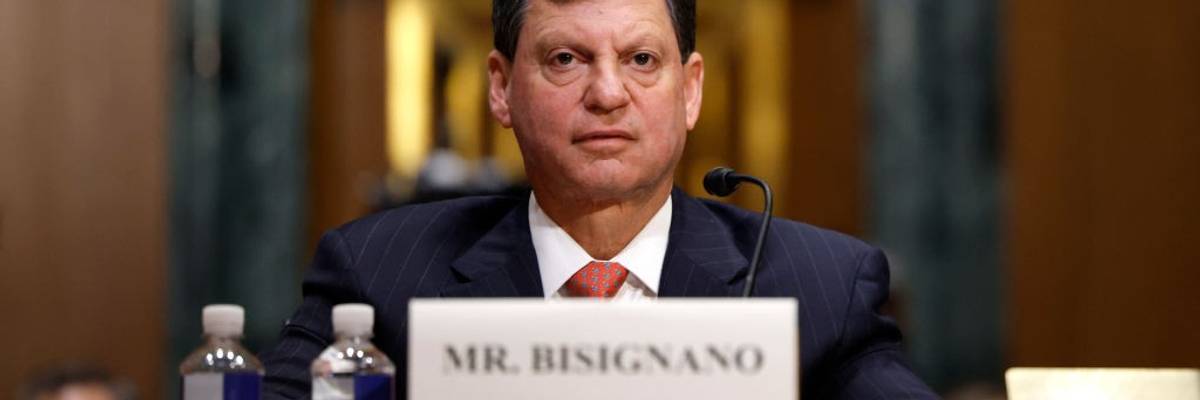 Frank Bisignano speaks to Senate.