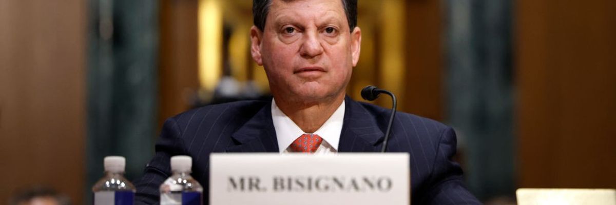 Frank Bisignano speaks to Senate.