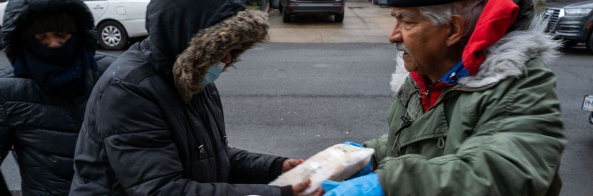 Free food is distributed to people in need