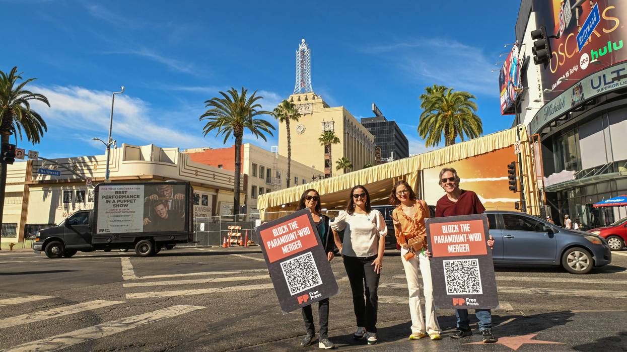 Free Press Warns Hollywood About The Dangers Of The Paramount-Warner Bros Merger Via A Billboard Truck Circling The Studios And The Oscars
