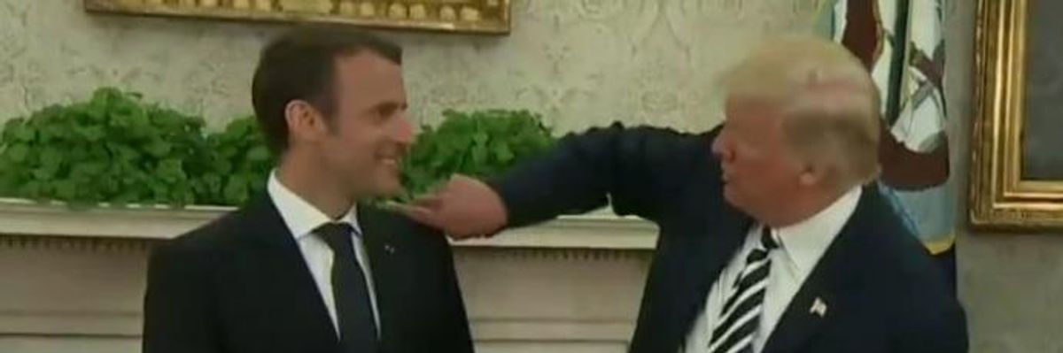 That Time Trump Picked Dandruff Off French President Emmanuel Macron During White House Press Availability