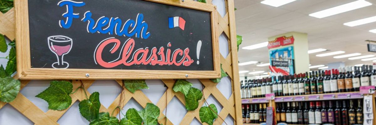 French wines for sale in a Trader Joe's supermarket