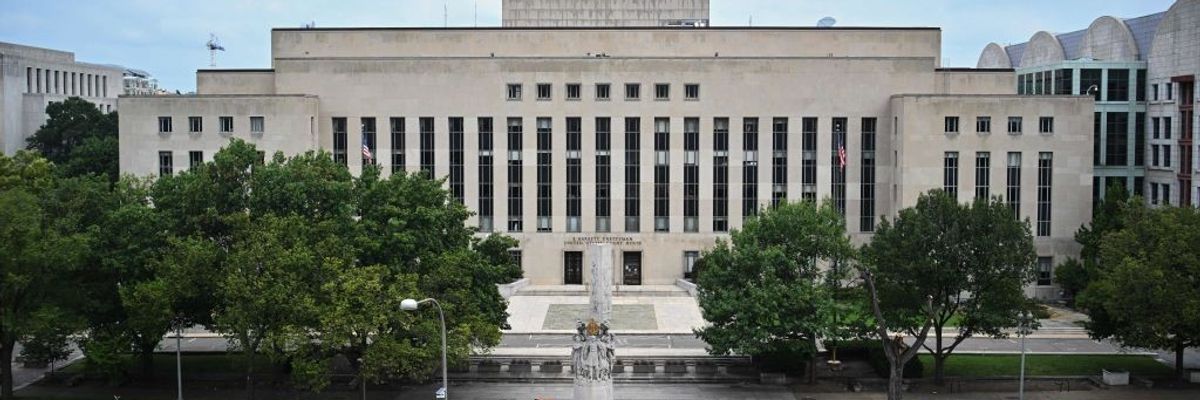 Front view of the The E. Barrett Prettyman U.S. Courthouse in Washington, D.C.