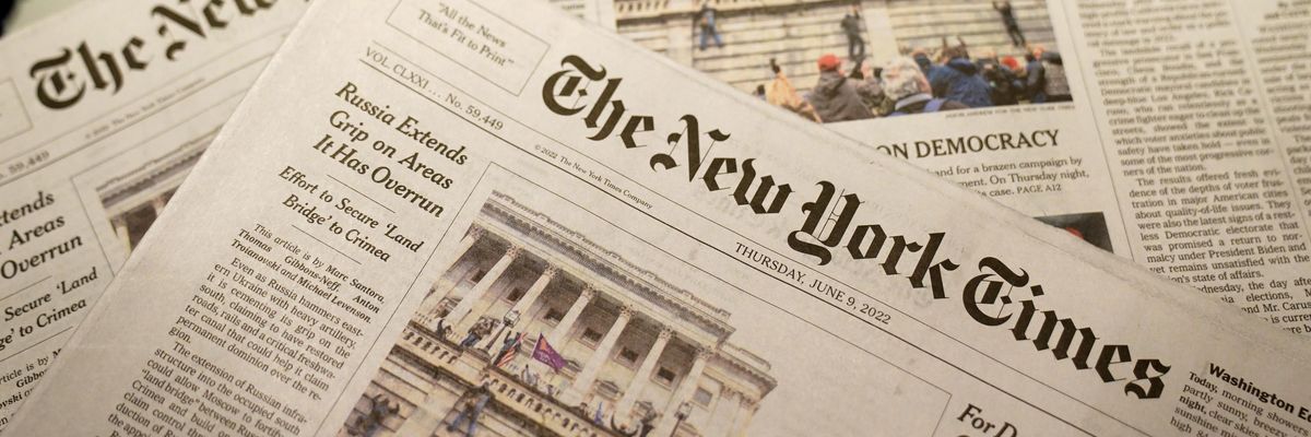 Frontpage of the New York Times