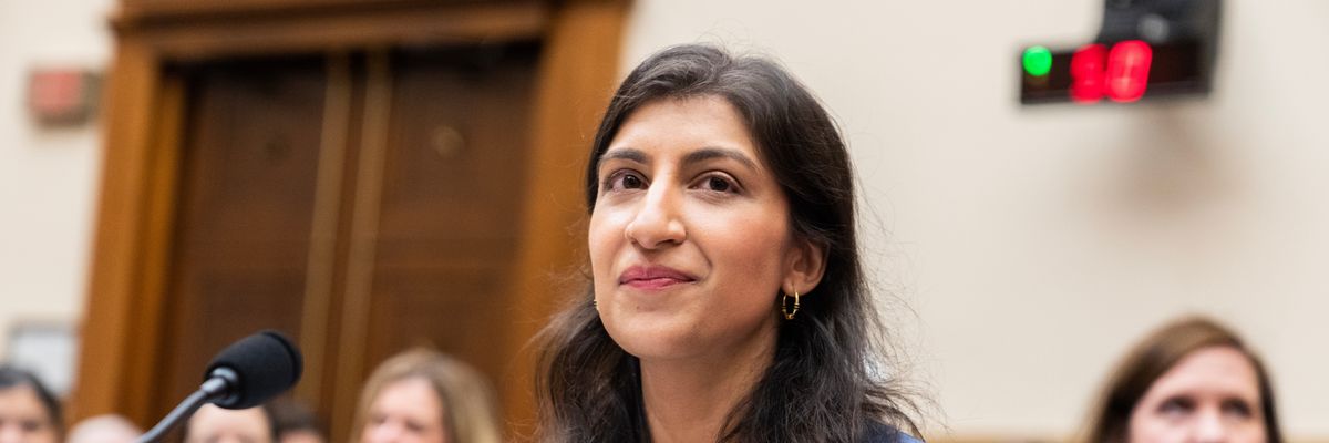 FTC Chair Lina Khan prepares to testify during a House Judiciary Committee hearing