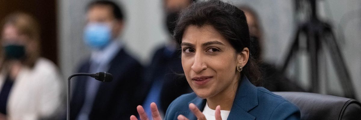 FTC Chair Lina Khan speaks during a hearing