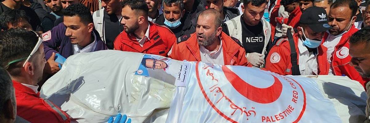 Funerals of 8 Palestinian health workers held in Khan Yunis