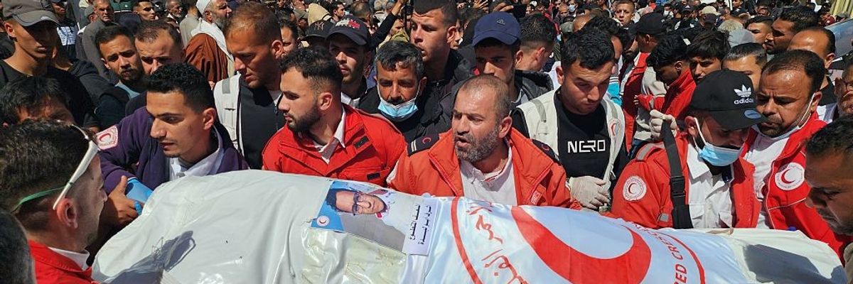 Funerals of 8 Palestinian health workers held in Khan Yunis