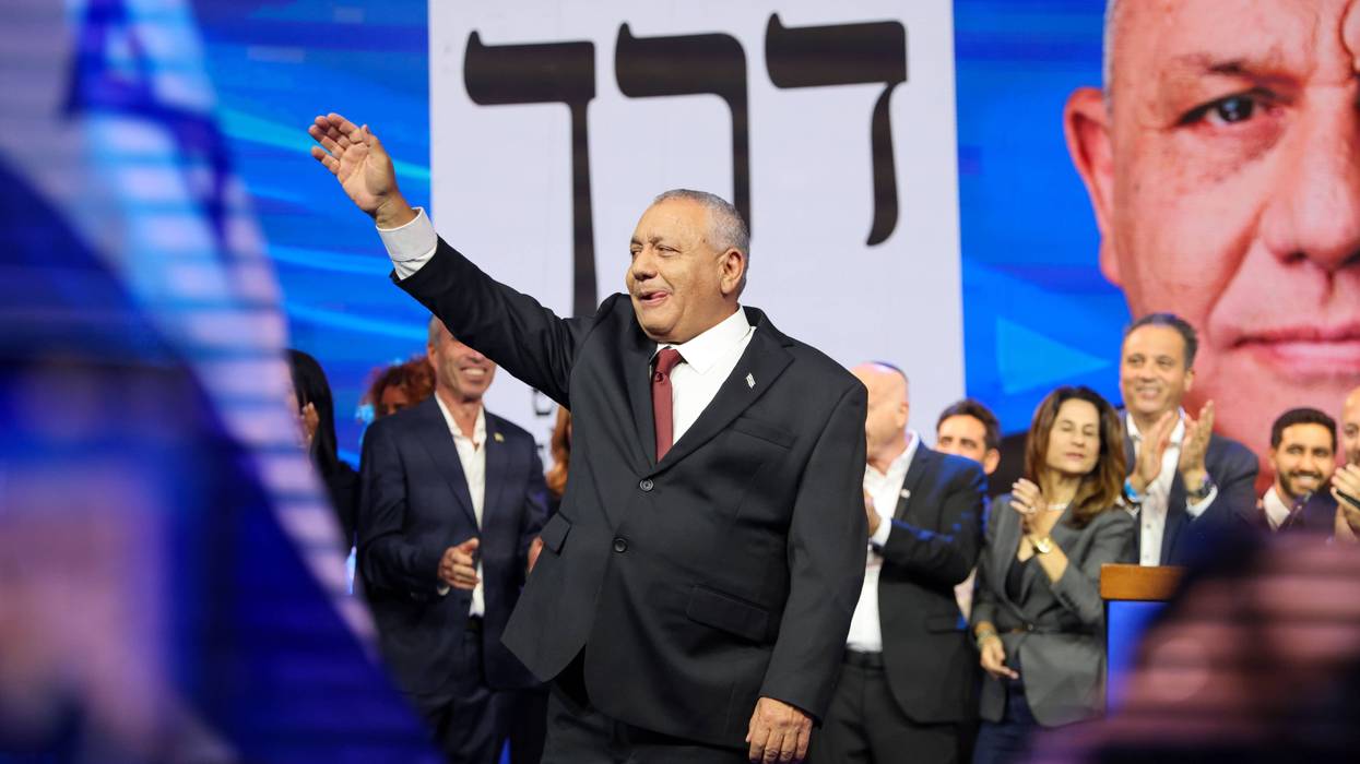 Gadi Eisenkot speaks after Israeli exit polls show opposition leading Netanyahu