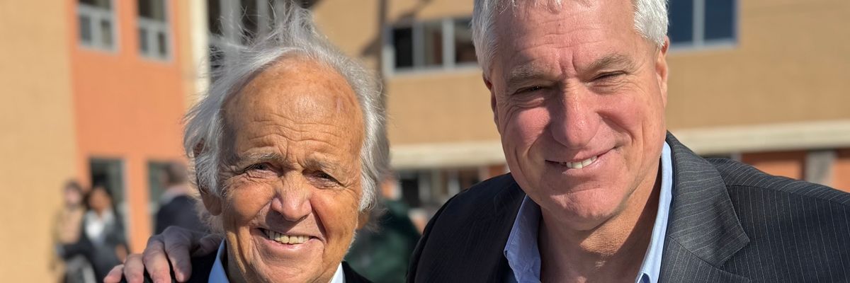 Garbus and Donziger in front of North Dakota courthouse.