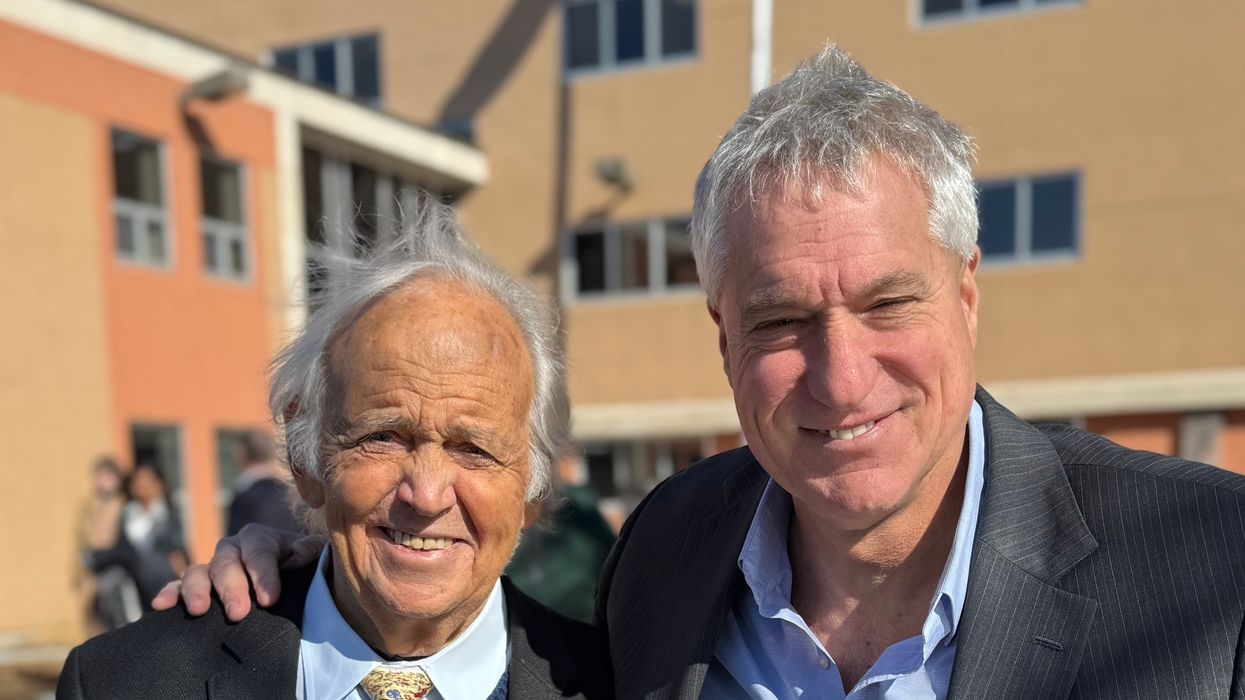 Garbus and Donziger in front of North Dakota courthouse.