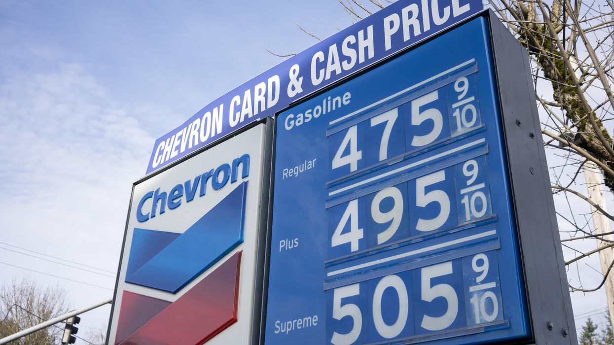 Gas prices at a Chevron station