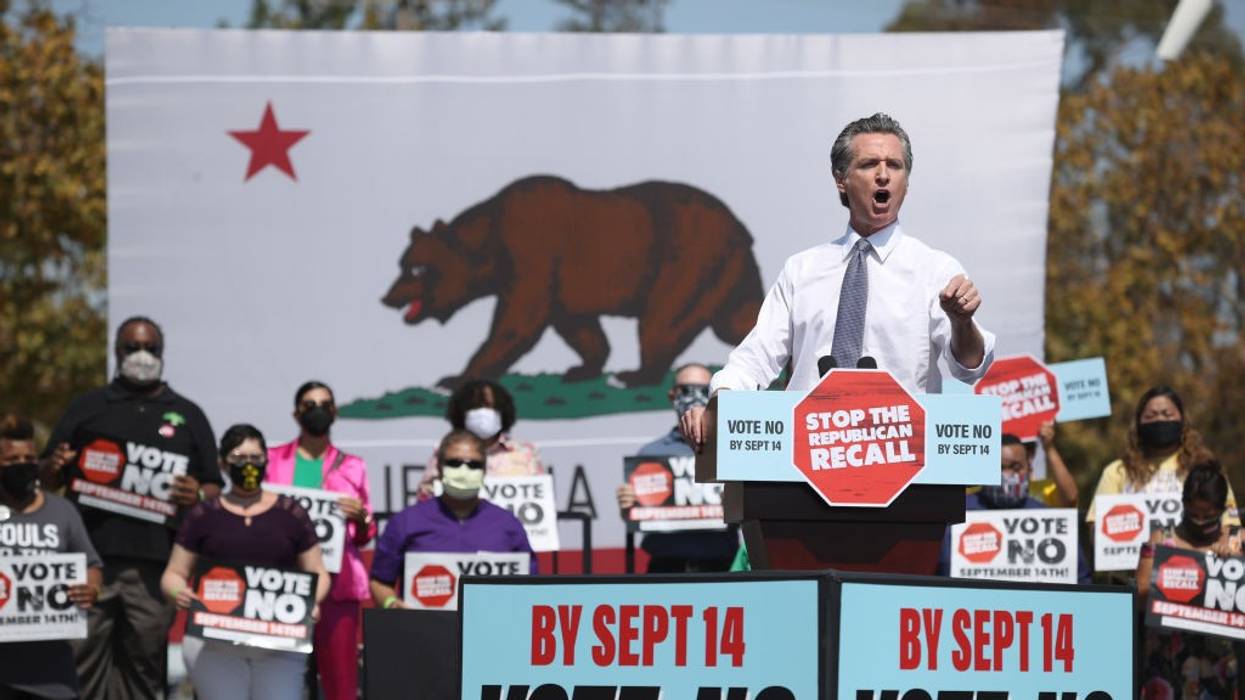 Gavin Newsom speaking against recall effort in 2021
