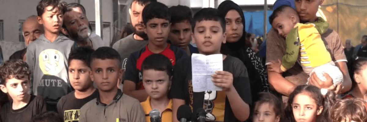 Gaza children hold a press conference