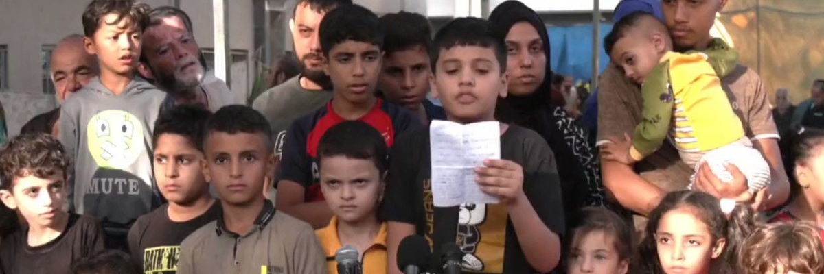 Gaza children hold a press conference