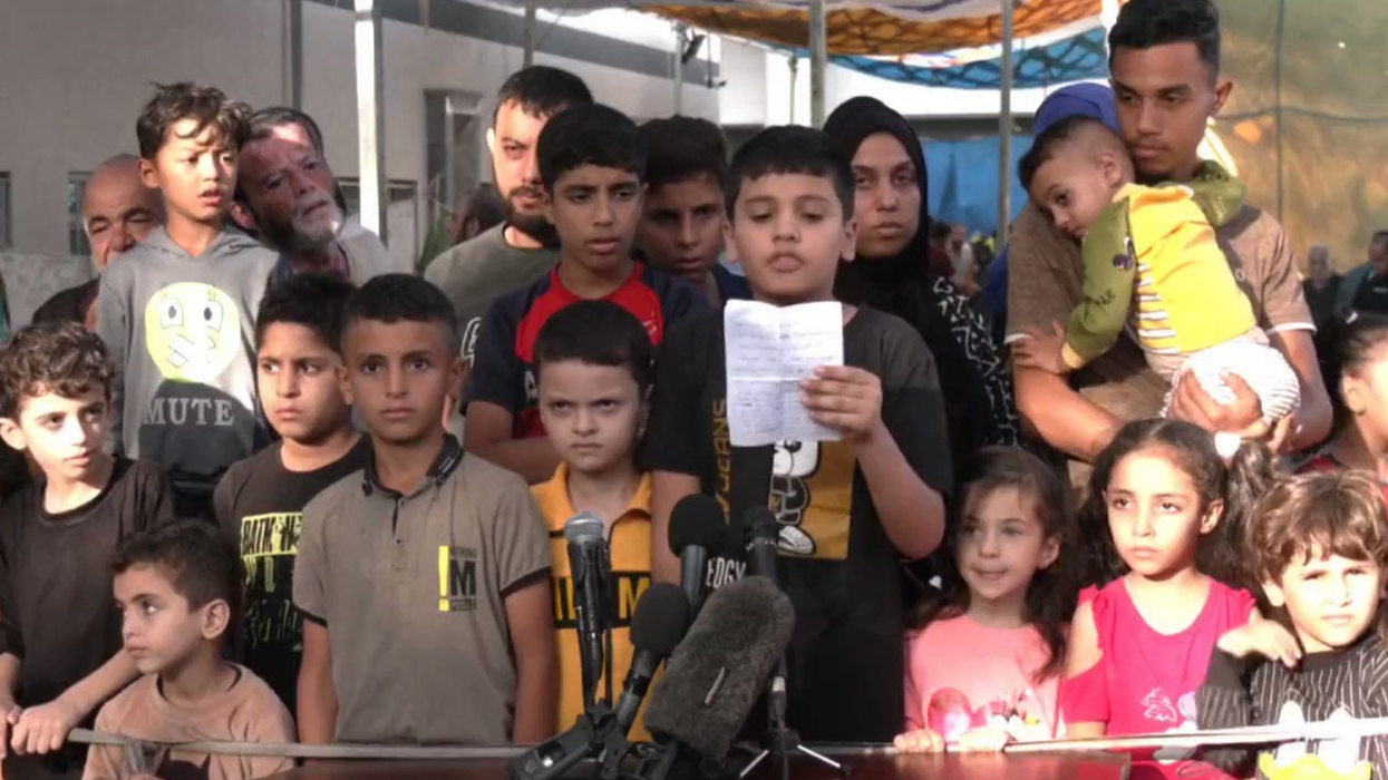 Gaza children hold a press conference