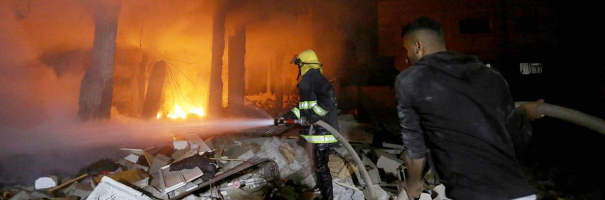 Gaza firefighters at work