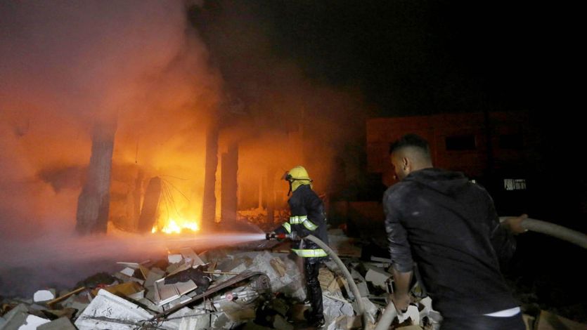 Gaza firefighters at work