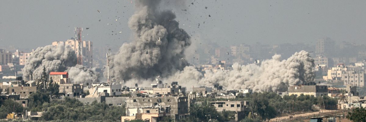 Gaza Strip being bombed by Israel
