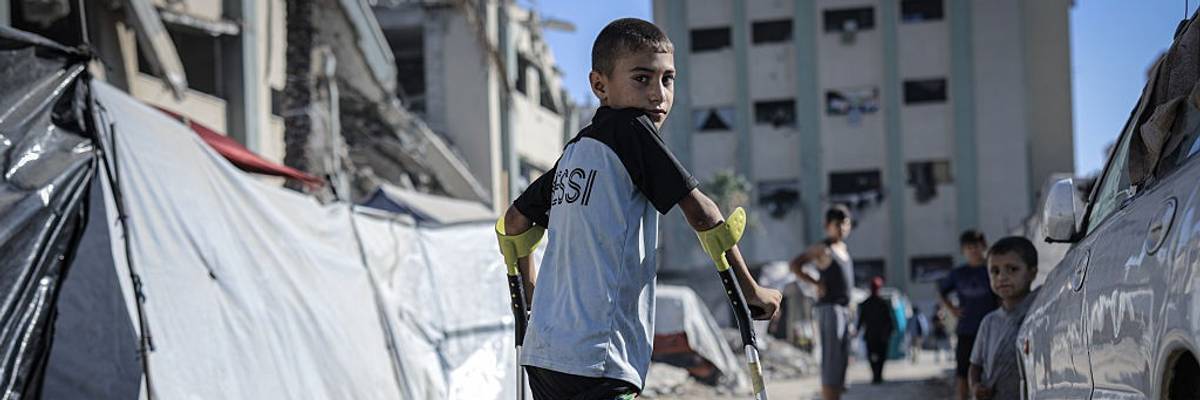 Gazan boy loses leg in Israeli strike while trying to get aid for his family