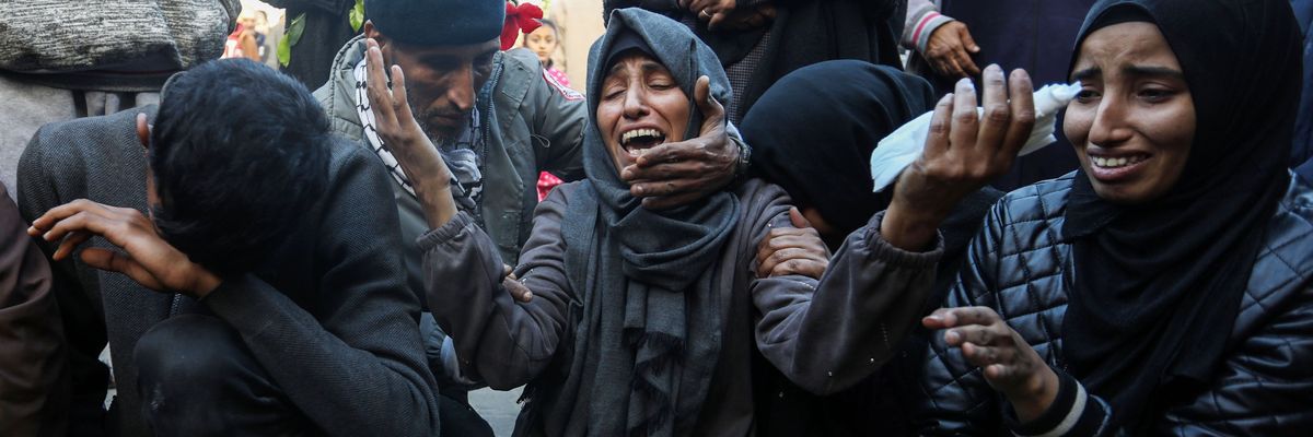 Gazans mourn victims of an Israeli airstrike