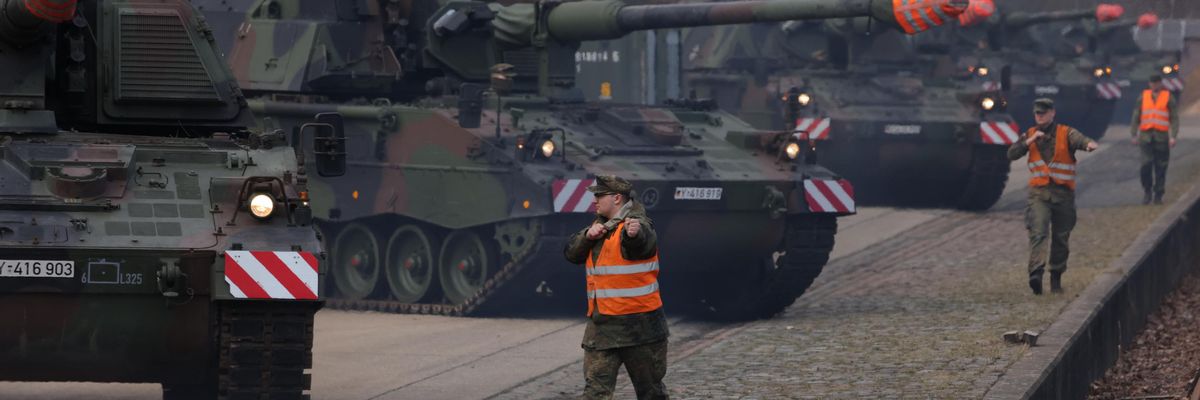 German soldiers prepare to mobilize tanks