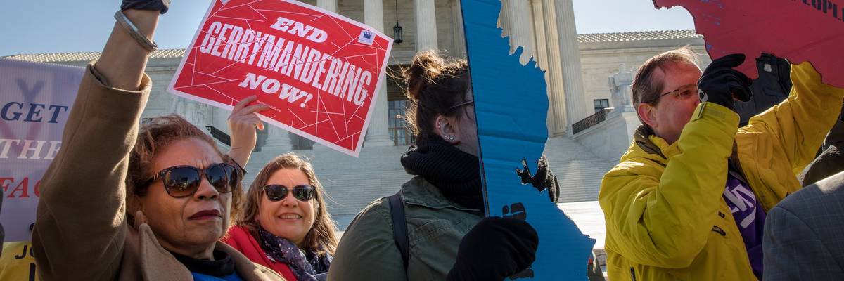 gerrymandering protest outside the Supreme Court