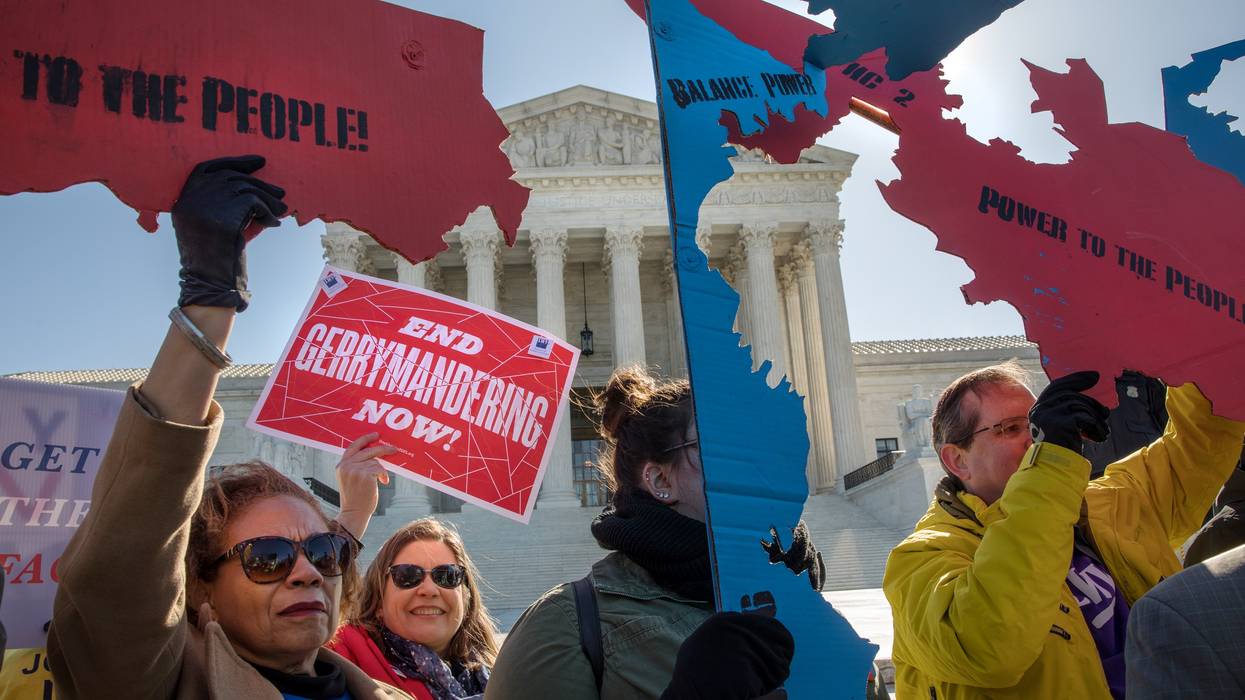 gerrymandering protest outside the Supreme Court