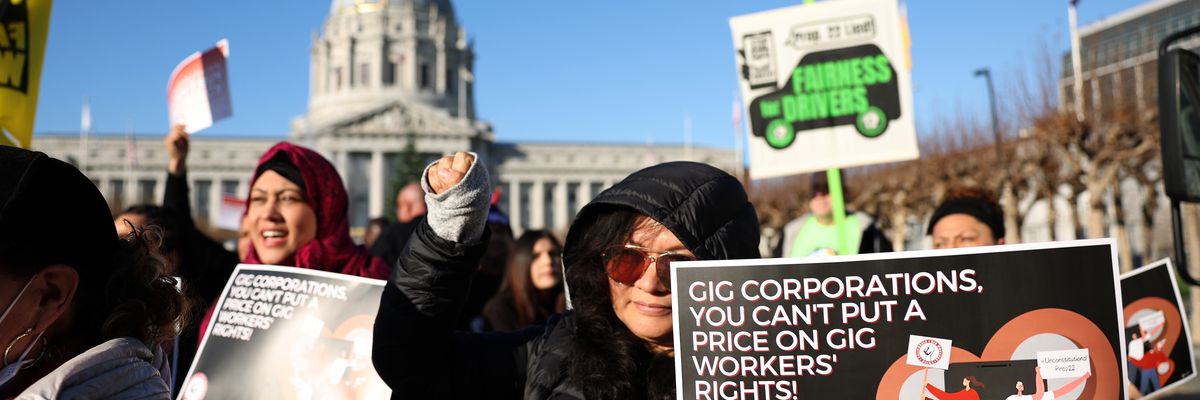 Gig Workers Rally At San Francisco Courthouse Against Prop 22 Amid Appeal