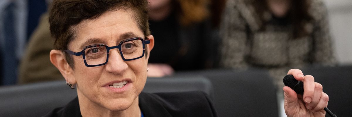 Gigi Sohn, nominated to the Federal Communications Commission, takes her seat to testify before the Senate Committee on Commerce, Science, and Transportation on February 14, 2023. 