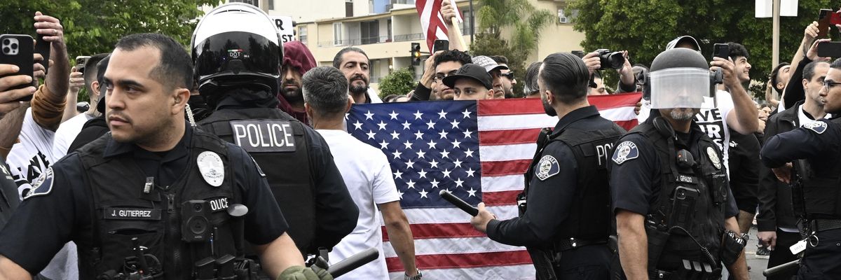 Glendale police at anti-LGBTQ+ protest outside school board meeting