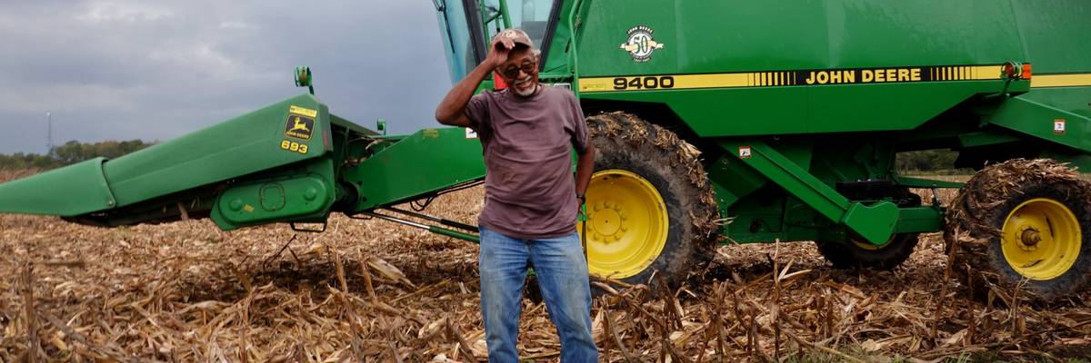 Glenn Morris, 83, harvests corn